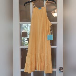 Cece NWT dress size 12 beautiful yellow eyelet sun dress wirh halter straps.